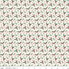 Image of Evergreen Wishes Holly Berries Cream quilting cotton fabric by Traci Reed for Riley Blake Designs. Features berries on a white background. Cute Little Fabric Shop.