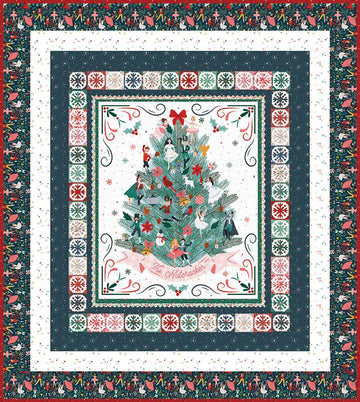 Decorate The Tree Panel Quilt Kit - Jennifer Long - Nutcracker Tradition - Blue colorway - Riley Blake - Fabric Kit -  Quilting Cotton