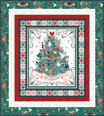 Decorate The Tree Panel Quilt Kit - Jennifer Long - Nutcracker Tradition -Red Green - Riley Blake - Pattern Fabric Kit -  Quilting Cotton