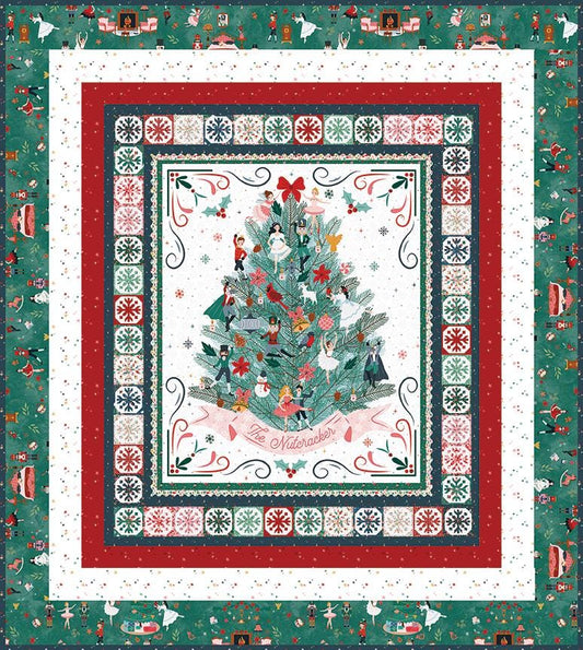Decorate The Tree Panel Quilt Kit - Jennifer Long - Nutcracker Tradition -Red Green - Riley Blake - Pattern Fabric Kit -  Quilting Cotton