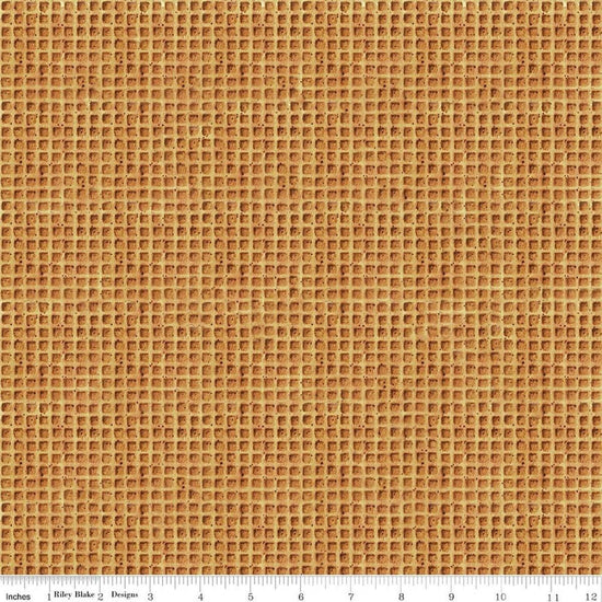 Image of Gingerbread Waffle Cone Gingersnap quilting cotton fabric by J. Wecker Frisch for Riley Blake Designs. Features checks on a brown background. Cute Little Fabric Shop.