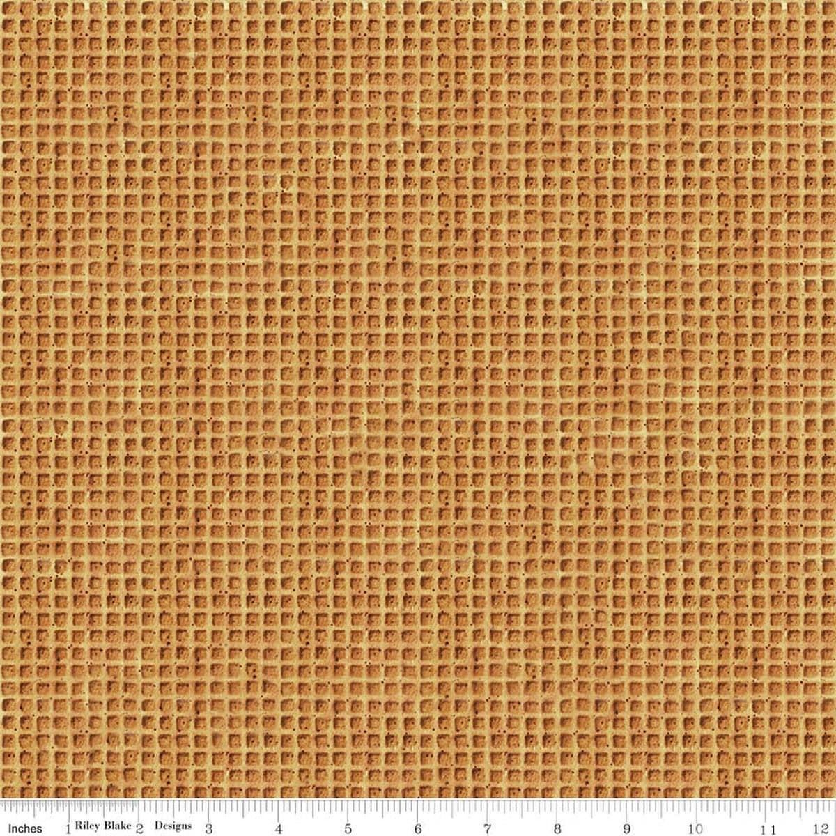 Image of Gingerbread Waffle Cone Gingersnap quilting cotton fabric by J. Wecker Frisch for Riley Blake Designs. Features checks on a brown background. Cute Little Fabric Shop.