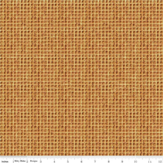 Image of Gingerbread Waffle Cone Gingersnap quilting cotton fabric by J. Wecker Frisch for Riley Blake Designs. Features checks on a brown background. Cute Little Fabric Shop.