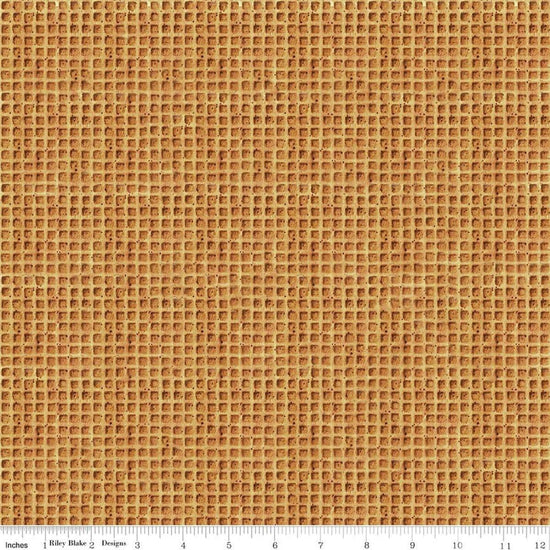 Image of Gingerbread Waffle Cone Gingersnap quilting cotton fabric by J. Wecker Frisch for Riley Blake Designs. Features checks on a brown background. Cute Little Fabric Shop.