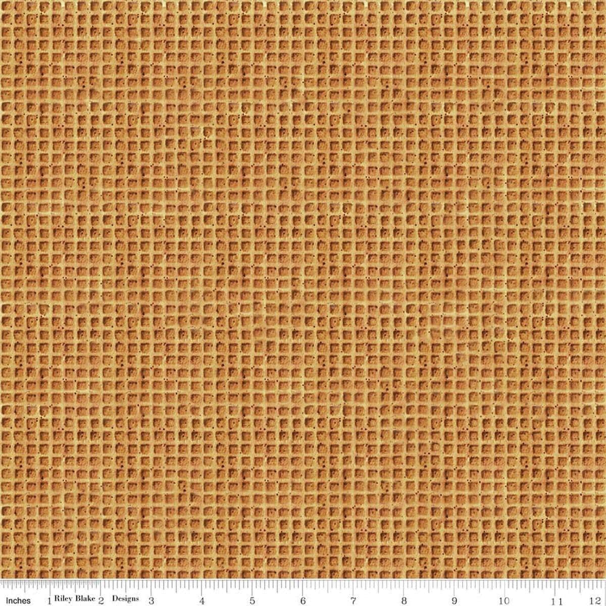 Image of Gingerbread Waffle Cone Gingersnap quilting cotton fabric by J. Wecker Frisch for Riley Blake Designs. Features checks on a brown background. Cute Little Fabric Shop.