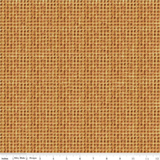 Image of Gingerbread Waffle Cone Gingersnap quilting cotton fabric by J. Wecker Frisch for Riley Blake Designs. Features checks on a brown background. Cute Little Fabric Shop.