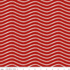 Image of Gingerbread Icing Stripe Red quilting cotton fabric by J. Wecker Frisch for Riley Blake Designs. Features wavy stripes on a red background. Cute Little Fabric Shop.