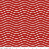 Image of Gingerbread Icing Stripe Red quilting cotton fabric by J. Wecker Frisch for Riley Blake Designs. Features wavy stripes on a red background. Cute Little Fabric Shop.
