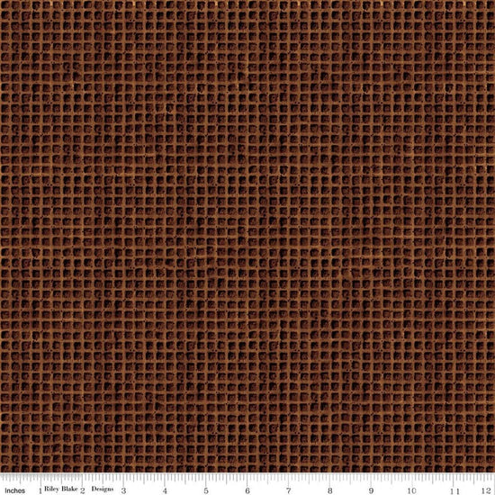 Image of Gingerbread Waffle Cone Chocolate quilting cotton fabric by J. Wecker Frisch for Riley Blake Designs. Features checkers on a brown background. Cute Little Fabric Shop.