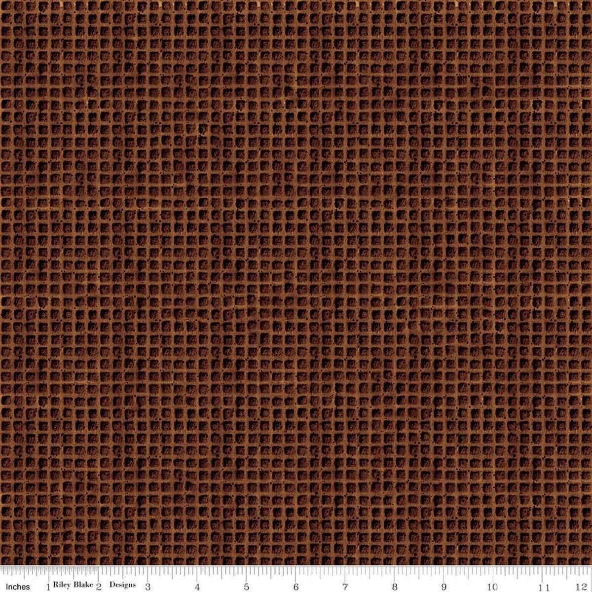 Image of Gingerbread Waffle Cone Chocolate quilting cotton fabric by J. Wecker Frisch for Riley Blake Designs. Features checkers on a brown background. Cute Little Fabric Shop.
