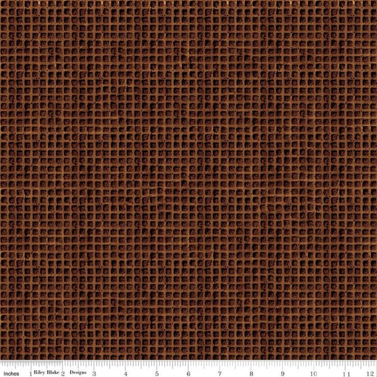 Image of Gingerbread Waffle Cone Chocolate quilting cotton fabric by J. Wecker Frisch for Riley Blake Designs. Features checkers on a brown background. Cute Little Fabric Shop.