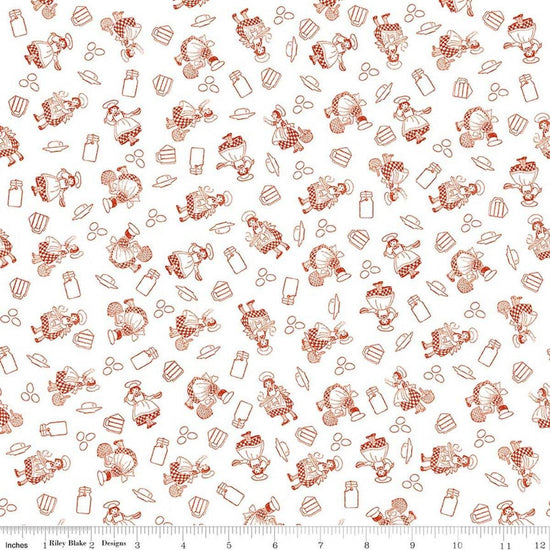 Image of Gingerbread Baking Girls White quilting cotton fabric by J. Wecker Frisch for Riley Blake Designs. Features bakers on a white background. Cute Little Fabric Shop.
