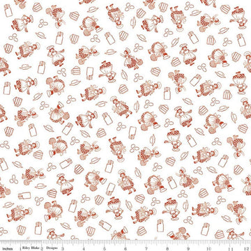 Image of Gingerbread Baking Girls White quilting cotton fabric by J. Wecker Frisch for Riley Blake Designs. Features bakers on a white background. Cute Little Fabric Shop.