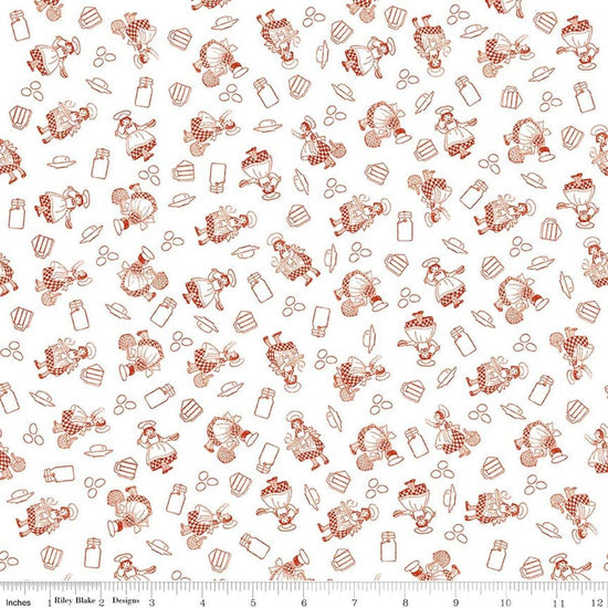 Image of Gingerbread Baking Girls White quilting cotton fabric by J. Wecker Frisch for Riley Blake Designs. Features bakers on a white background. Cute Little Fabric Shop.