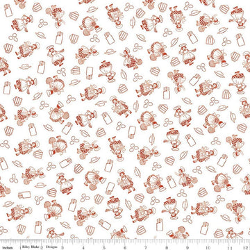 Image of Gingerbread Baking Girls White quilting cotton fabric by J. Wecker Frisch for Riley Blake Designs. Features bakers on a white background. Cute Little Fabric Shop.