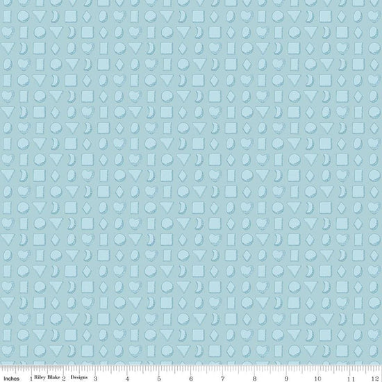 Image of Gingerbread Tiny Cookies Blue quilting cotton fabric by J. Wecker Frisch for Riley Blake Designs. Features cookies on a blue background. Cute Little Fabric Shop.