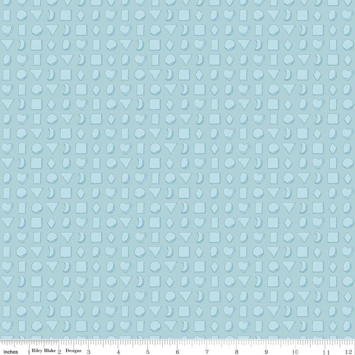 Image of Gingerbread Tiny Cookies Blue quilting cotton fabric by J. Wecker Frisch for Riley Blake Designs. Features cookies on a blue background. Cute Little Fabric Shop.