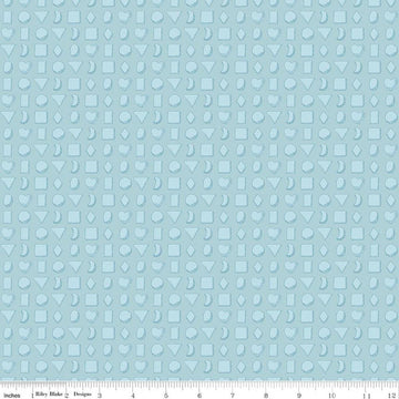 Image of Gingerbread Tiny Cookies Blue quilting cotton fabric by J. Wecker Frisch for Riley Blake Designs. Features cookies on a blue background. Cute Little Fabric Shop.