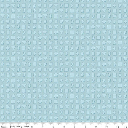 Image of Gingerbread Tiny Cookies Blue quilting cotton fabric by J. Wecker Frisch for Riley Blake Designs. Features cookies on a blue background. Cute Little Fabric Shop.