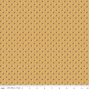 Image of Gingerbread Royal Icing Dots Gingersnap quilting cotton fabric by J. Wecker Frisch for Riley Blake Designs. Features dots on a brown background. Cute Little Fabric Shop.
