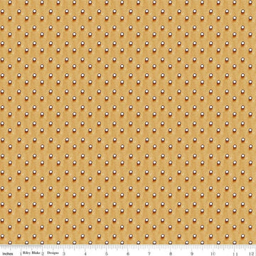 Image of Gingerbread Royal Icing Dots Gingersnap quilting cotton fabric by J. Wecker Frisch for Riley Blake Designs. Features dots on a brown background. Cute Little Fabric Shop.