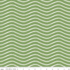Image of Gingerbread Icing Stripe Green quilting cotton fabric by J. Wecker Frisch for Riley Blake Designs. Features wavy stripes on a green background. Cute Little Fabric Shop.