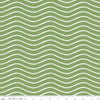 Image of Gingerbread Icing Stripe Green quilting cotton fabric by J. Wecker Frisch for Riley Blake Designs. Features wavy stripes on a green background. Cute Little Fabric Shop.