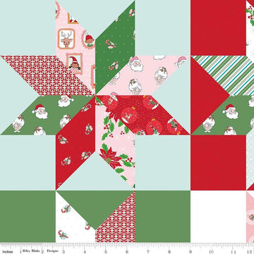 3-Yard Cut - SALE Claus & Co. Star Multi Green PRINTED Quilt Fabric - 108" Wide Quilt Back - WB17568 - Riley Blake Quilting Cotton Fabric