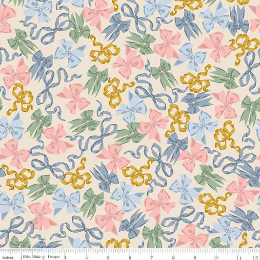 3-Yard-Cut - SALE Rosewood Ribbon Dance Ballerina Blue Ribbon Fabric - 108" Wide Quilt Back - WB17497 - Riley Blake Quilting Cotton Fabric