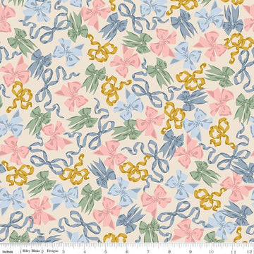 3-Yard-Cut - Rosewood Ribbon Dance Ballerina Blue Ribbon Fabric - 108" Wide Quilt Back - WB17497 - Riley Blake Quilting Cotton Fabric