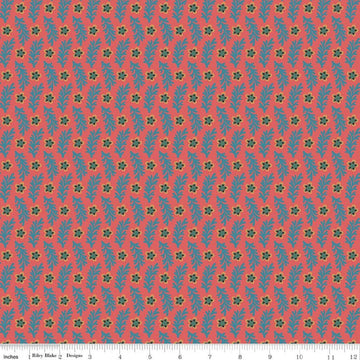 Image of Northanger Abbey Sarah quilting cotton fabric by Official Licensed Product for Riley Blake Designs. Features flowers on an orange background. Cute Little Fabric Shop.