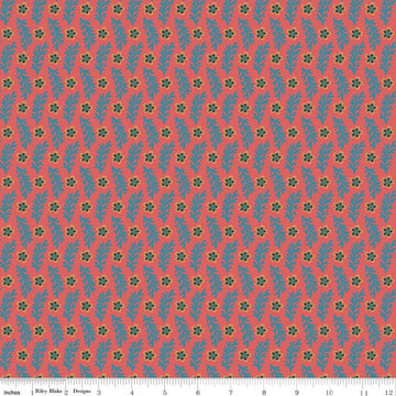 Image of Northanger Abbey Sarah quilting cotton fabric by Official Licensed Product for Riley Blake Designs. Features flowers on an orange background. Cute Little Fabric Shop.