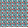 Image of Northanger Abbey Mrs. Allen quilting cotton fabric by Official Licensed Product for Riley Blake Designs. Features flowers on a blue background. Cute Little Fabric Shop.