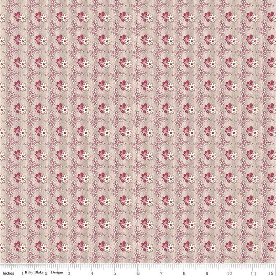 Image of Northanger Abbey Richard quilting cotton fabric by Official Licensed Product for Riley Blake Designs. Features flowers on a pink background. Cute Little Fabric Shop.