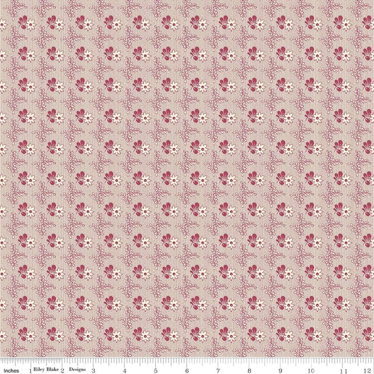 Image of Northanger Abbey Richard quilting cotton fabric by Official Licensed Product for Riley Blake Designs. Features flowers on a pink background. Cute Little Fabric Shop.