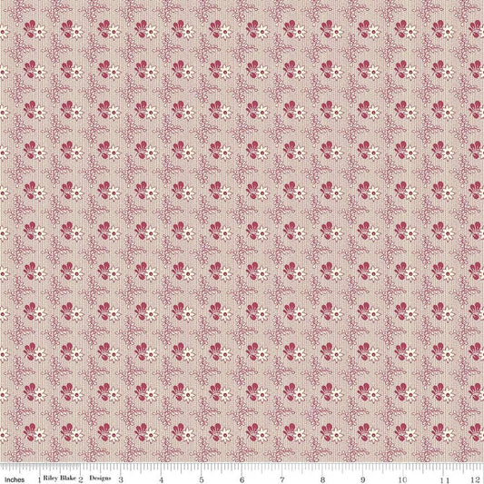 Image of Northanger Abbey Richard quilting cotton fabric by Official Licensed Product for Riley Blake Designs. Features flowers on a pink background. Cute Little Fabric Shop.