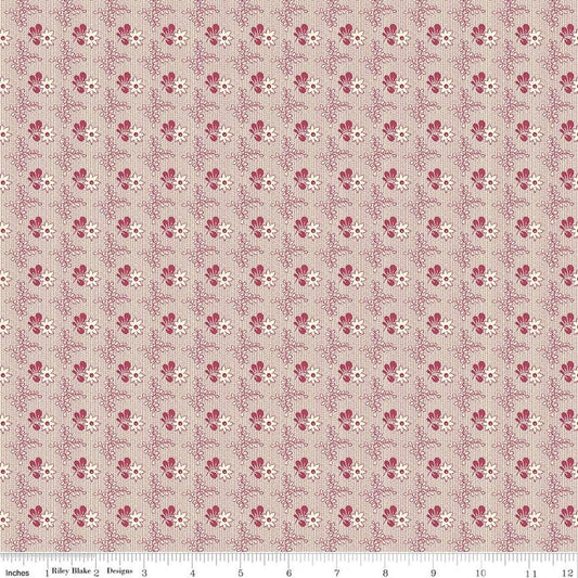 Image of Northanger Abbey Richard quilting cotton fabric by Official Licensed Product for Riley Blake Designs. Features flowers on a pink background. Cute Little Fabric Shop.