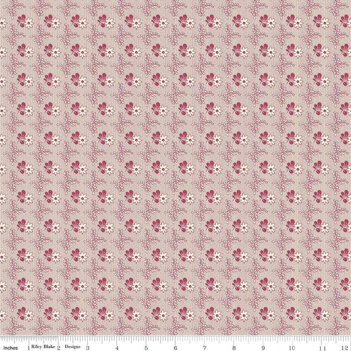 Image of Northanger Abbey Richard quilting cotton fabric by Official Licensed Product for Riley Blake Designs. Features flowers on a pink background. Cute Little Fabric Shop.