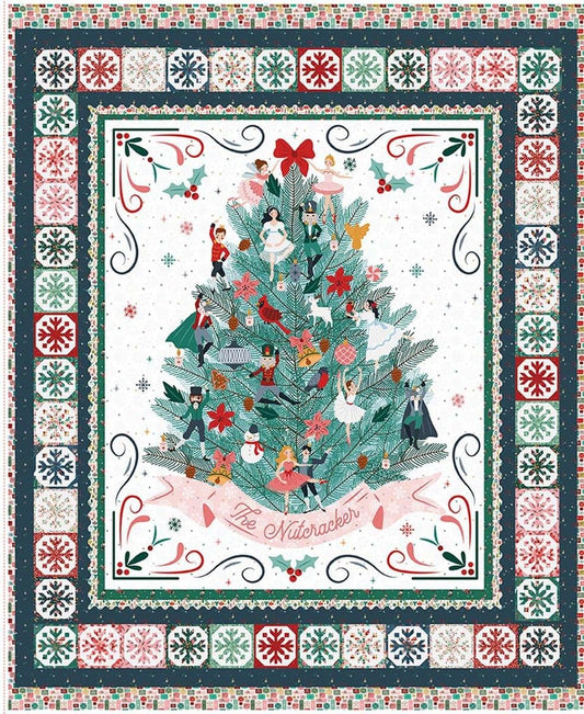 SALE Nutcracker Tradition Decorate the Tree Panel Christmas Fabric - PD17678 - Riley Blake Quilting Cotton Fabric