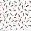 Image of Nutcracker Tradition Nutcracker Toss Snow quilting cotton fabric by Jennifer Long for Riley Blake Designs. Features nutcrackers on a white background. Cute Little Fabric Shop.