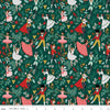 Image of Nutcracker Tradition Storybook Pine quilting cotton fabric by Jennifer Long for Riley Blake Designs. Features leaves on a green background. Cute Little Fabric Shop.