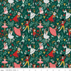 Image of Nutcracker Tradition Storybook Pine quilting cotton fabric by Jennifer Long for Riley Blake Designs. Features leaves on a green background. Cute Little Fabric Shop.
