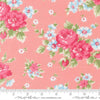 Image of A Cat Named Stitch Blooming Florals Blush quilting cotton fabric by Camille Roskelley for Riley Blake Designs. Features flowers on a pink background. Cute Little Fabric Shop.