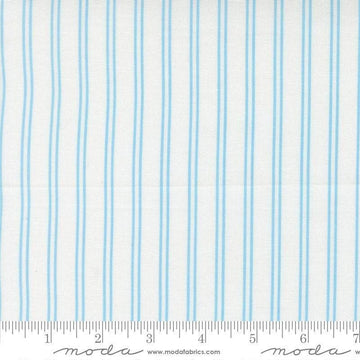 Image of A Cat Named Stitch Stripes Cream Sky quilting cotton fabric by Camille Roskelley for Riley Blake Designs. Features stripes on a cream background. Cute Little Fabric Shop.