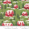 Holiday Cheer Cardinals Village Mistletoe Green Christmas Fabric - 20972 - Moda Fabrics Quilting Cotton Fabric