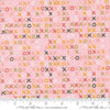 Image of Fieldrush Larkspur Peony quilting cotton fabric by Basic Grey for Moda Fabrics. Features Xs on a pink background. Cute Little Fabric Shop.