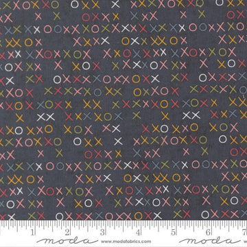 Image of Fieldrush Larkspur Portobello quilting cotton fabric by Basic Grey for Moda Fabrics. Features Xs on a blue background. Cute Little Fabric Shop.