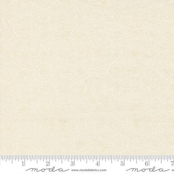 Image of Fieldrush Jasmine Opal quilting cotton fabric by Basic Grey for Moda Fabrics. Features flowers on a cream background. Cute Little Fabric Shop.