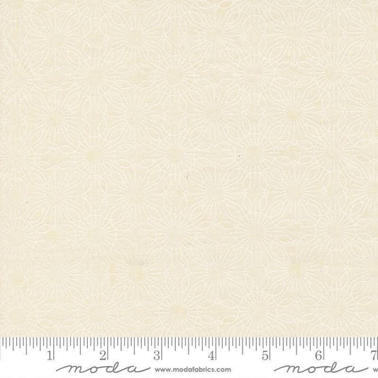 Image of Fieldrush Jasmine Opal quilting cotton fabric by Basic Grey for Moda Fabrics. Features flowers on a cream background. Cute Little Fabric Shop.