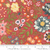 Image of Fieldrush Covent Rosy quilting cotton fabric by Basic Grey for Moda Fabrics. Features flowers on a red background. Cute Little Fabric Shop.